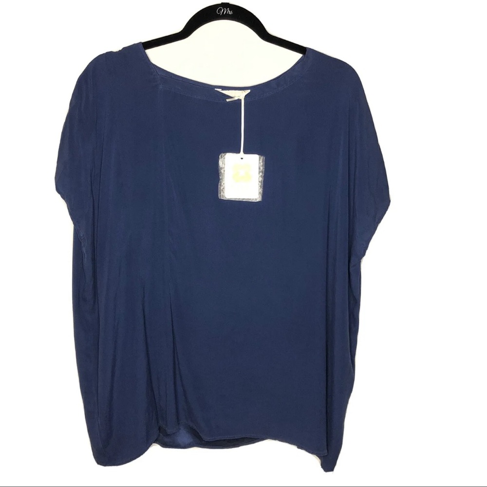 Xacus • Navy Silk Tunic Blouse